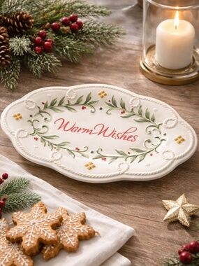 Fitz and Floyd Sentiment Serving Trinket Tray “Warm Wishes” Boxed